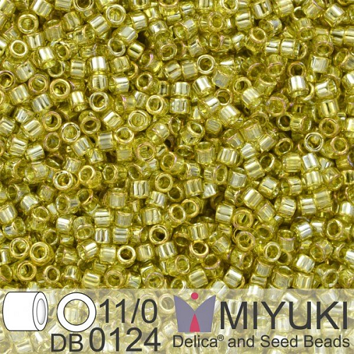 Korálky Miyuki Delica 11/0. Barva Tr Golden Olive Luster DB0124. Balení 5g.