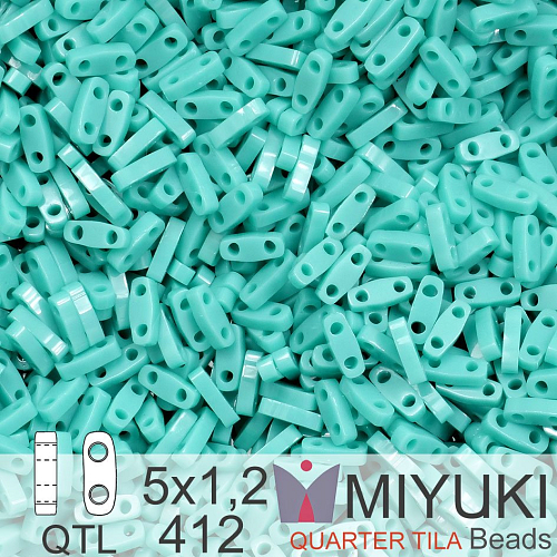 Korálky Miyuki QuarterTila. Barva Opaqua Turquoise Green QTL 412 Balení 3g