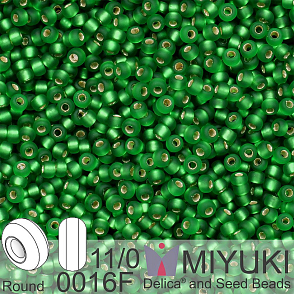 Korálky Miyuki Round 11/0. Barva 0016F Matte Silverlined Green.  Balení 5g.