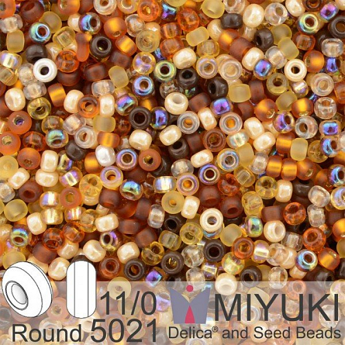 Korálky Miyuki Round 11/0. Barva Golden Grains Mix 5021. Balení 5g.
