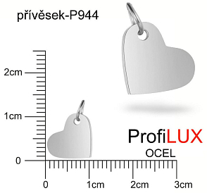 Přívěsek Chirurgická Ocel ozn-P944 SRDCE velikost  12x10mm. Řada přívěsků ProfiLUX