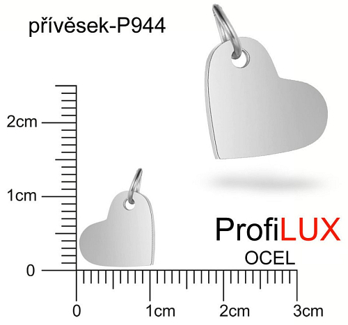 Přívěsek Chirurgická Ocel ozn-P944 SRDCE velikost  12x10mm. Řada přívěsků ProfiLUX