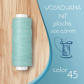 Voskovaná nit 0,8mm PLOCHÁ cívka 30m barva č.45 Sky Water Blue