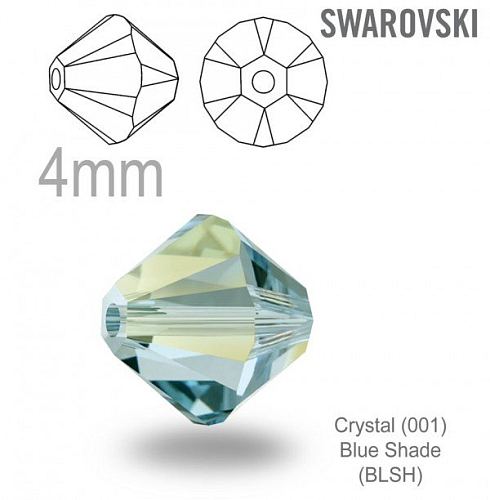 SWAROVSKI XILION BEAD 5328 barva Crystal Blue Shade velikost 4mm. Balení 20Ks. 