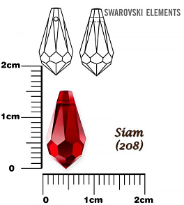 SWAROVSKI PŘÍVÉSKY Teardrop 6000 barva SIAM (208) velikost 15x7,5mm. 