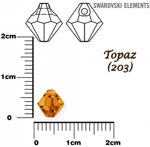 SWAROVSKI PŘÍVÉSKY 6301 barva TOPAZ velikost 6mm. 