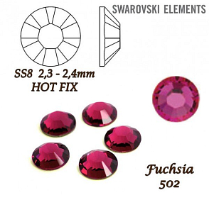SWAROVSKI xilion rose HOT-FIX velikost SS8 barva FUCHSIA