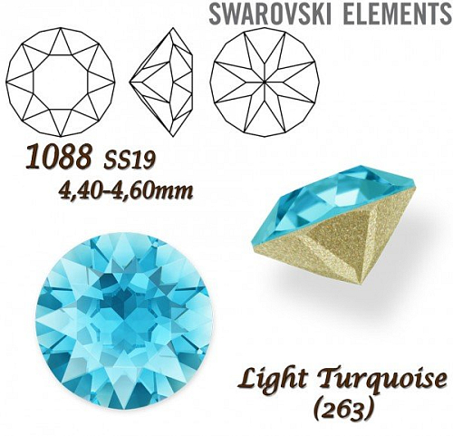 SWAROVSKI XIRIUS 1088 SS19 (4,40-4,60mm) barva LIGHT TURQUOISE (263).