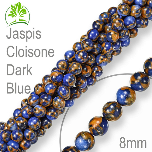 Korálky z minerálů Jaspis Cloisonne Dark Blue. Velikost pr.8mm. Balení 10Ks.
