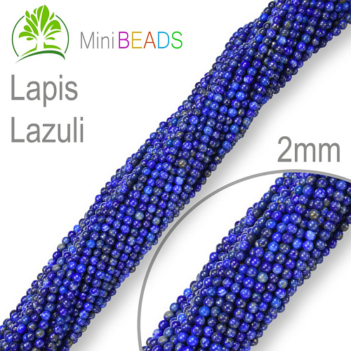 Korálky Mini BEADS z minerálů Lapis Lazuli přírodní polodrahokam. Velikost pr.2mm. Balení 175Ks.