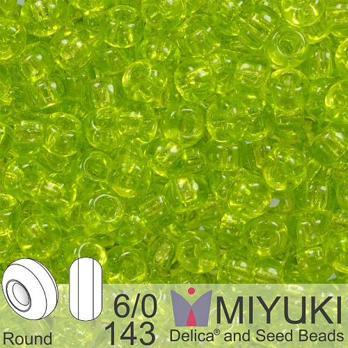 Korálky Miyuki Round 6/0. Barva 143 Tr Chartreuse. Balení 5g