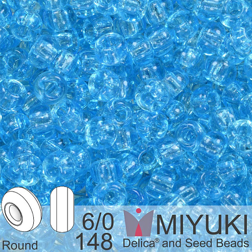 Korálky Miyuki Round 6/0. Barva 148 Tr Aqua. Balení 5g