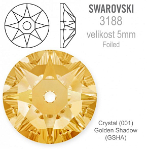 Swarovski 3188 XIRIUS Lochrose našívací kameny velikost pr.5mm barva Crystal Golden Shadow