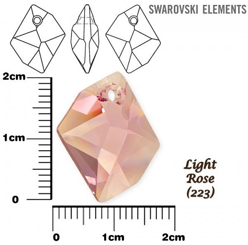 SWAROVSKI 6680 COSMIC Pendant barva LIGHT ROSE velikost 20mm.