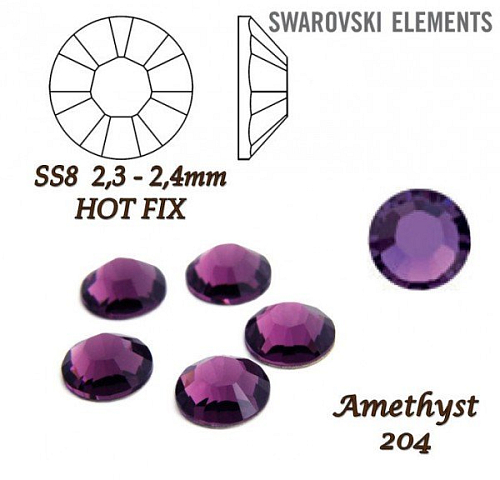 SWAROVSKI xilion rose HOT-FIX velikost SS8 barva AMETHYST