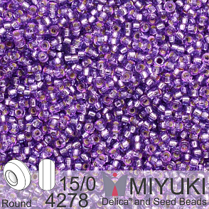 Korálky Miyuki Round 15/0. Barva 4278 Duracoat Silverlined Dyed Orchid. Balení 5g