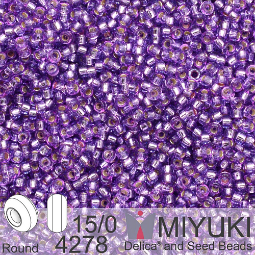 Korálky Miyuki Round 15/0. Barva 4278 Duracoat Silverlined Dyed Orchid. Balení 5g