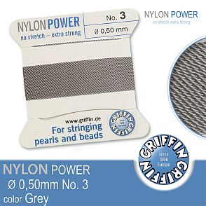 NYLON Power velmi pevná nit GRIFFIN síla nitě 0,50mm Barva Grey