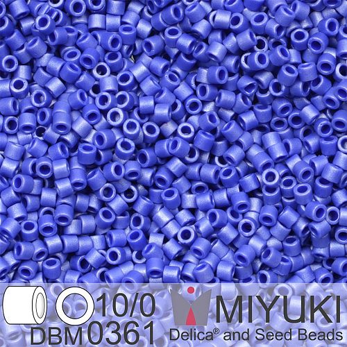 Korálky Miyuki Delica 10/0. Barva Matte Opaque Cobalt Luster DBM0361. Balení 5g.