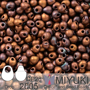 Korálky Miyuki Drop 2,8mm. Barva 2005 Matte Met Dk Raspberry Iris. Balení 5g