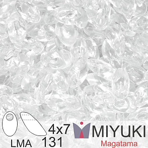 Korálky MIYUKI tvar Long MAGATAMA velikost 4x7mm. Barva LMA-131 Crystal. Balení 5g.