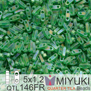 Korálky Miyuki QuarterTila. Barva Matte Transparent Green AB QTL 146FR Balení 3g