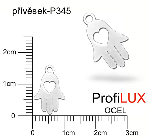 Přívěsek Chirurgická Ocel ozn-P345 RUKA Fátimy velikost 15x10mm tl.1,1mm. Řada přívěsků ProfiLUX. 