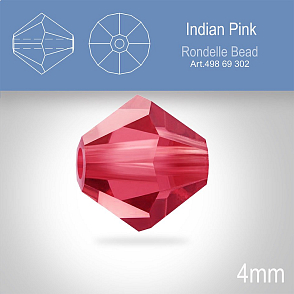 PRECIOSA Bicone MC BEAD (sluníčko) velikost 4mm. Barva INDIAN PINK. Balení 30ks .