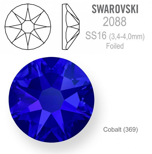 SWAROVSKI 2088 XIRIUS FOILED velikost SS16 barva Cobalt 