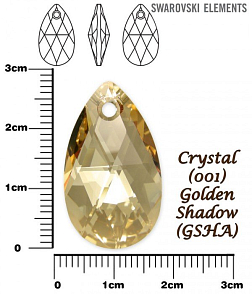 SWAROVSKI Pear-Shaped 6106 barva CRYSTAL GOLDEN SHADOW velikost 28mm.