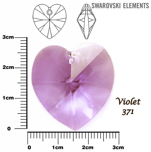 SWAROVSKI Heart Pendant barva VIOLET velikost 28mm.
