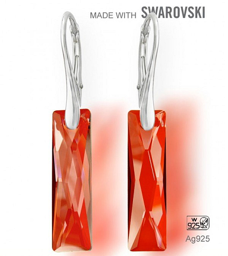 Náušnice sada Made with Swarovski 6465 Crystal (001) Red Magma (REDM) 25x7mm+náušnice Ag925