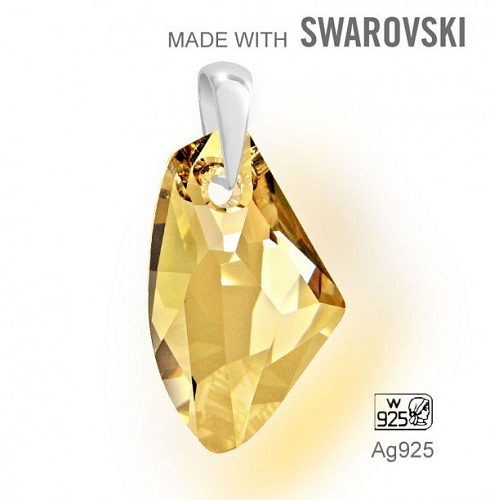 Přívěsek Made with Swarovski 6656 Crystal (001) Golden Shadow (GSHA) 27mm+šlupna Ag925