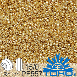 Korálky TOHO tvar ROUND (kulaté). Velikost 15/0. Barva č. PF557-Finish - Galvanized Starlight. Balení 5g.