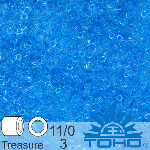 Korálky TOHO tvar TREASURE (válcové). Velikost 11/0. Barva č. 3-Transparent Aquamarine  . Balení 5g