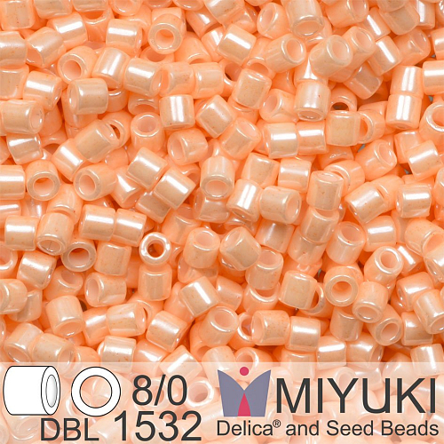 Korálky Miyuki Delica 8/0. Barva Opaque Light Peach Ceylon DBL1532. Balení 5g.