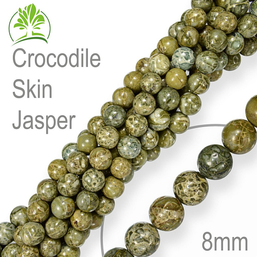 Korálky z minerálů Crocodile Skin Jasper přírodní polodrahokam. Velikost pr.8mm. Balení 10Ks.