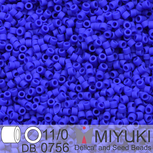 Korálky Miyuki Delica 11/0. Barva Matte Opaque Cobalt DB0756. Balení 5g.