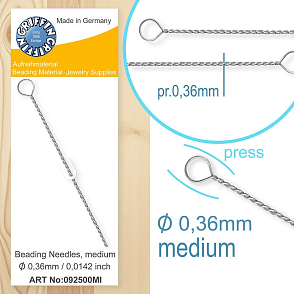 GRIFFIN jehla na korálky s deformačním očkem délka 9,0cm Medium síla 0,36mm