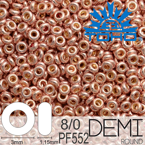 Korálky TOHO Demi Round 8/0. Barva PF552 PermaFinish - Galvanized Sweet Blush. Balení 5g