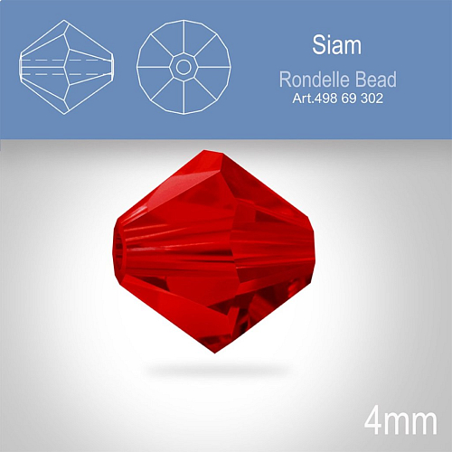 PRECIOSA Bicone MC BEAD (sluníčko) velikost 4mm. Barva SIAM. Balení 30ks .