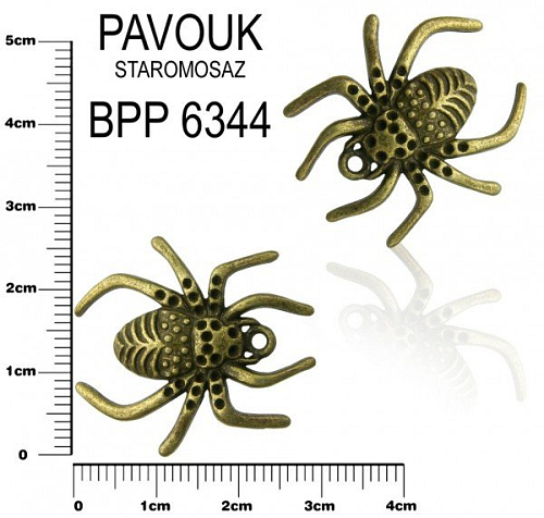 Přívěsek PAVOUK ozn.-BPP 6344 staromosaz. Velikost 29x25mm.