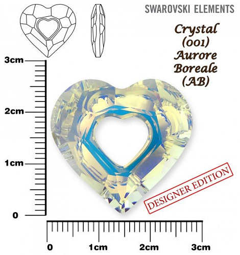 SWAROVSKI 6262 Miss U Heart barva CRYSTAL AURORE BOREALE velikost 26mm.