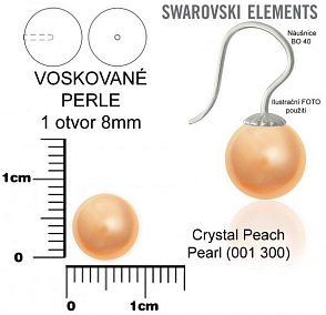 SWAROVSKI 5818 Voskované Perle 1otvor barva 300 CRYSTAL ROSE PEACH PEARL velikost 8mm.