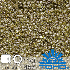 Korálky TOHO tvar TREASURE (válcové). Velikost 11/0. Barva č. 457-Gold-Lustered Green Tea . Balení 5g.