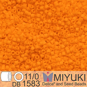 Korálky Miyuki Delica 11/0. Barva Matte Opaque Mandarin DB1583. Balení 5g