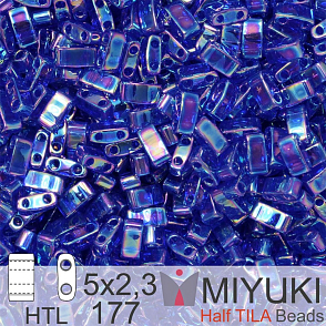Korálky Miyuki Half Tila. Barva Transparent Cobalt AB HTL 177 Balení 3g