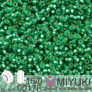 Korálky Miyuki Round 15/0. Barva 0017F Matte S/L Emerald. Balení 5g