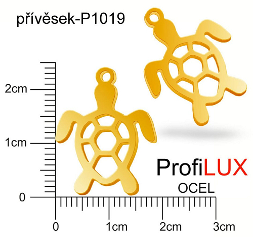 Přívěsek Chirurgická Ocel ozn-P1019 ŽELVA velikost 24x18mm. Barva POZLACENO. Řada přívěsků ProfiLUX