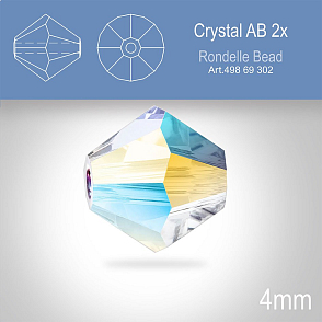 PRECIOSA Bicone MC BEAD (sluníčko) velikost 4mm. Barva CRYSTAL AURORE BOREALE 2x. Balení 30ks .